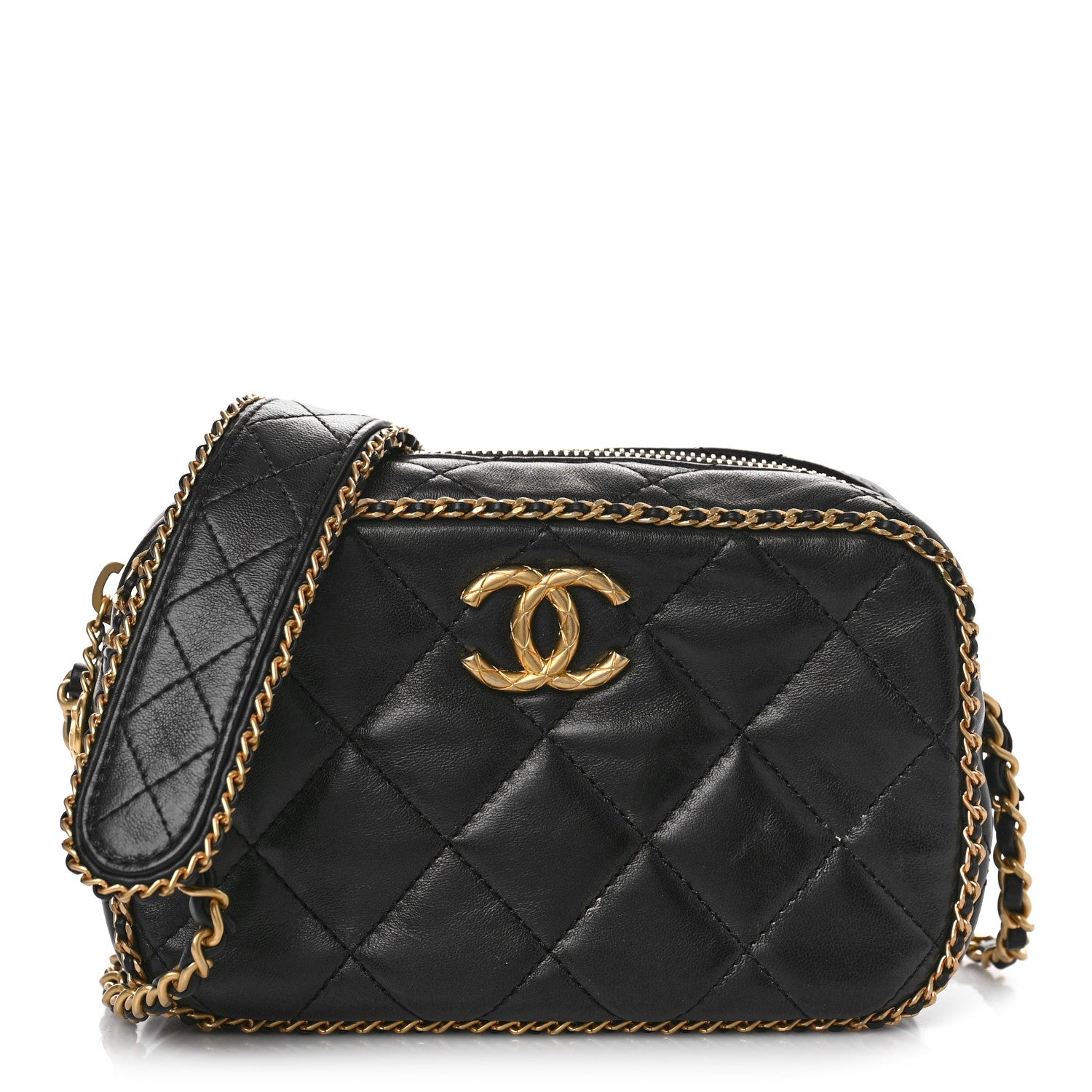 Chanel Lambskin Quilted Chain CC Mini Camera Case Black 1 of 11