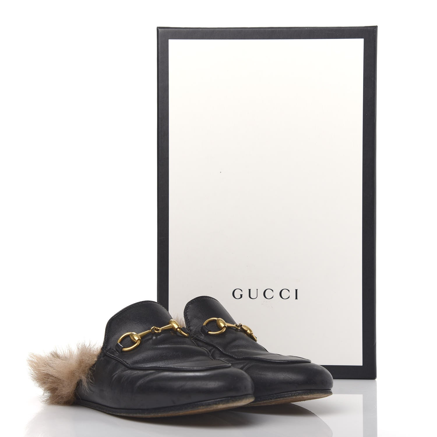 Gucci Calfskin Fur Womens Princetown Slippers 35 Black 10 of 10