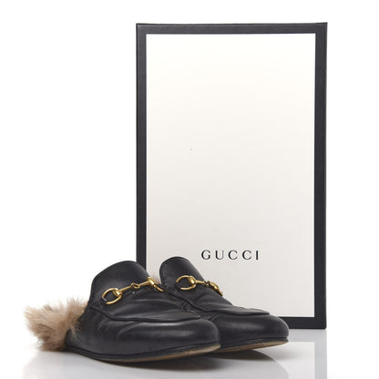 Gucci Calfskin Fur Womens Princetown Slippers 35 Black 10 of 10