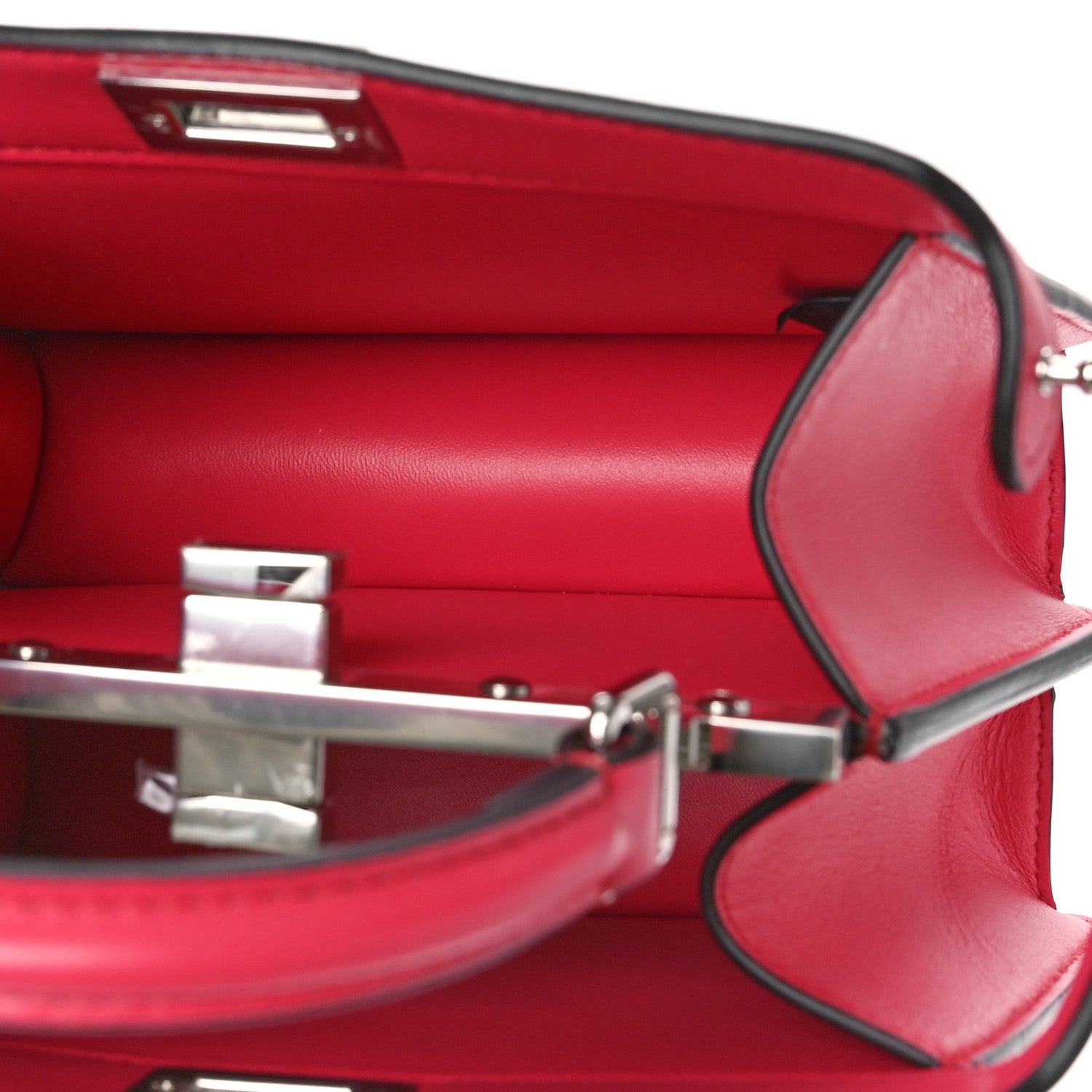 Fendi Shiny Nappa Petite Peekaboo I SEE U Satchel Lampone 5 of 10