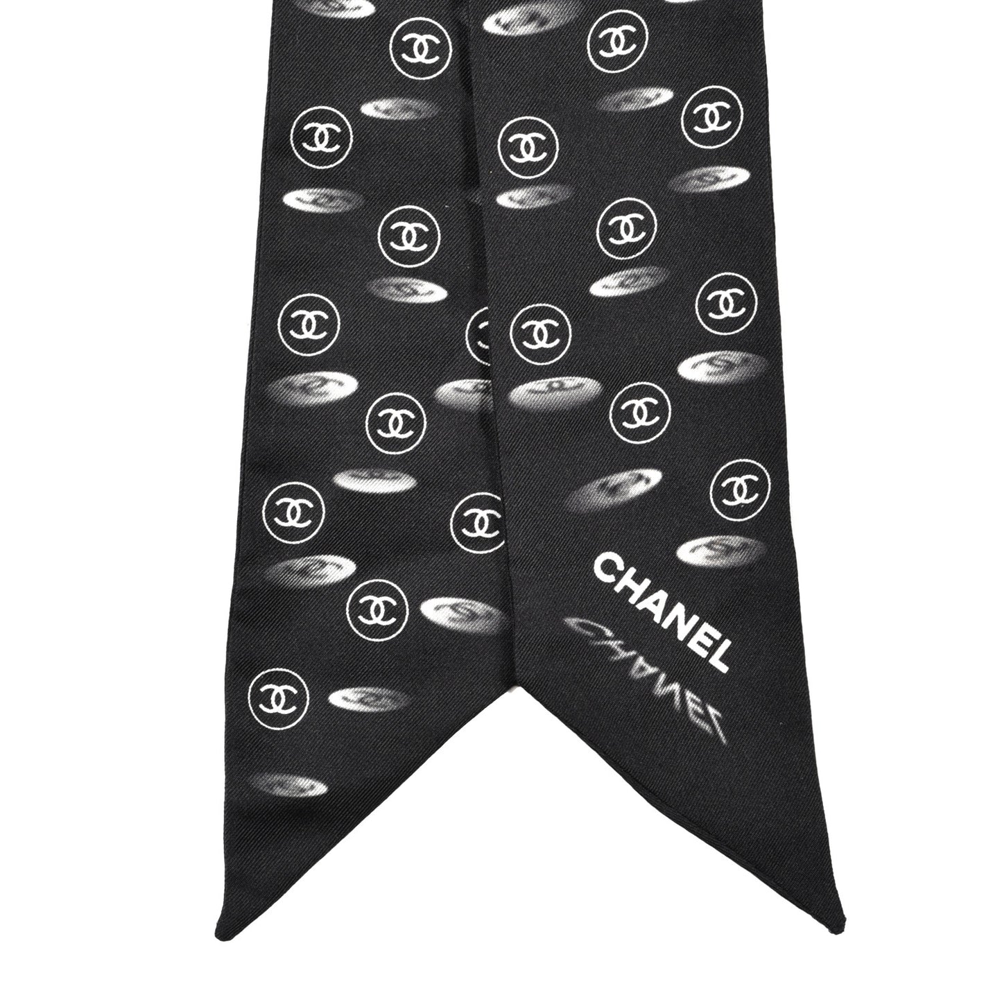 Silk CC Slim Bandeau Scarf Black