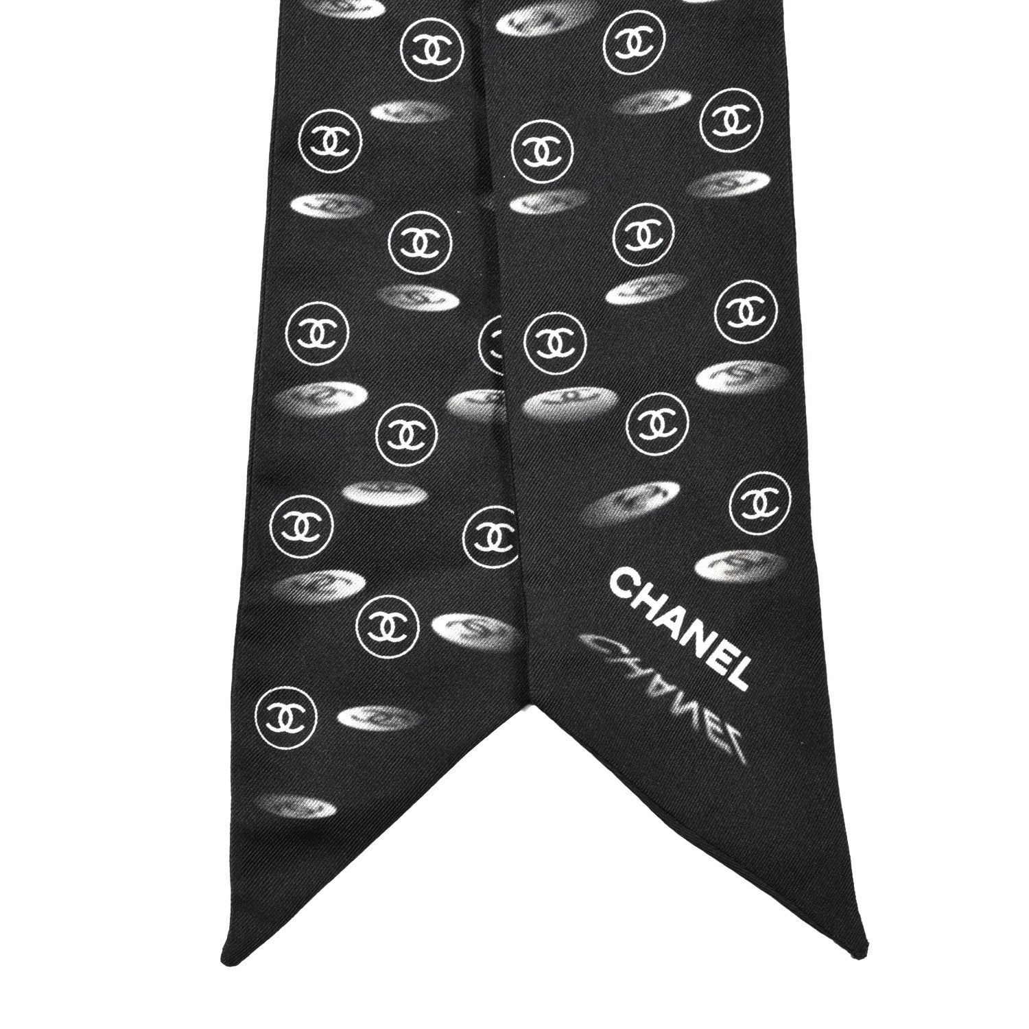 Chanel Silk CC Slim Bandeau Scarf Black 2 of 3