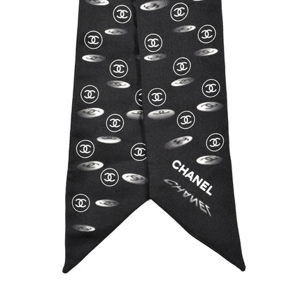 Chanel Silk CC Slim Bandeau Scarf Black 2 of 3