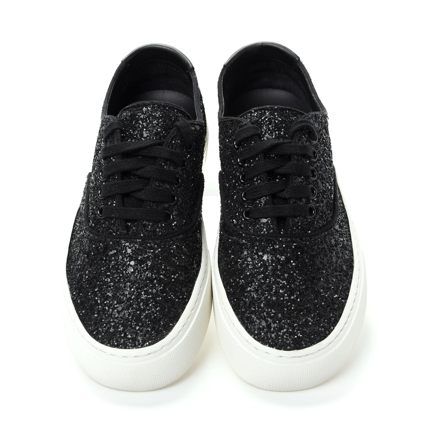 Calfskin Crystal Glitter Venice Low Top Sneakers 38.5 Black