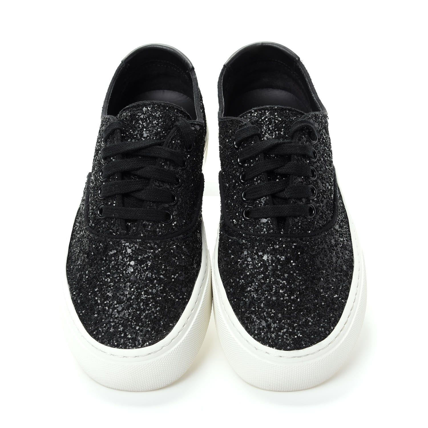 Saint Laurent Calfskin Crystal Glitter Venice Low Top Sneakers 38.5 Black 5 of 11