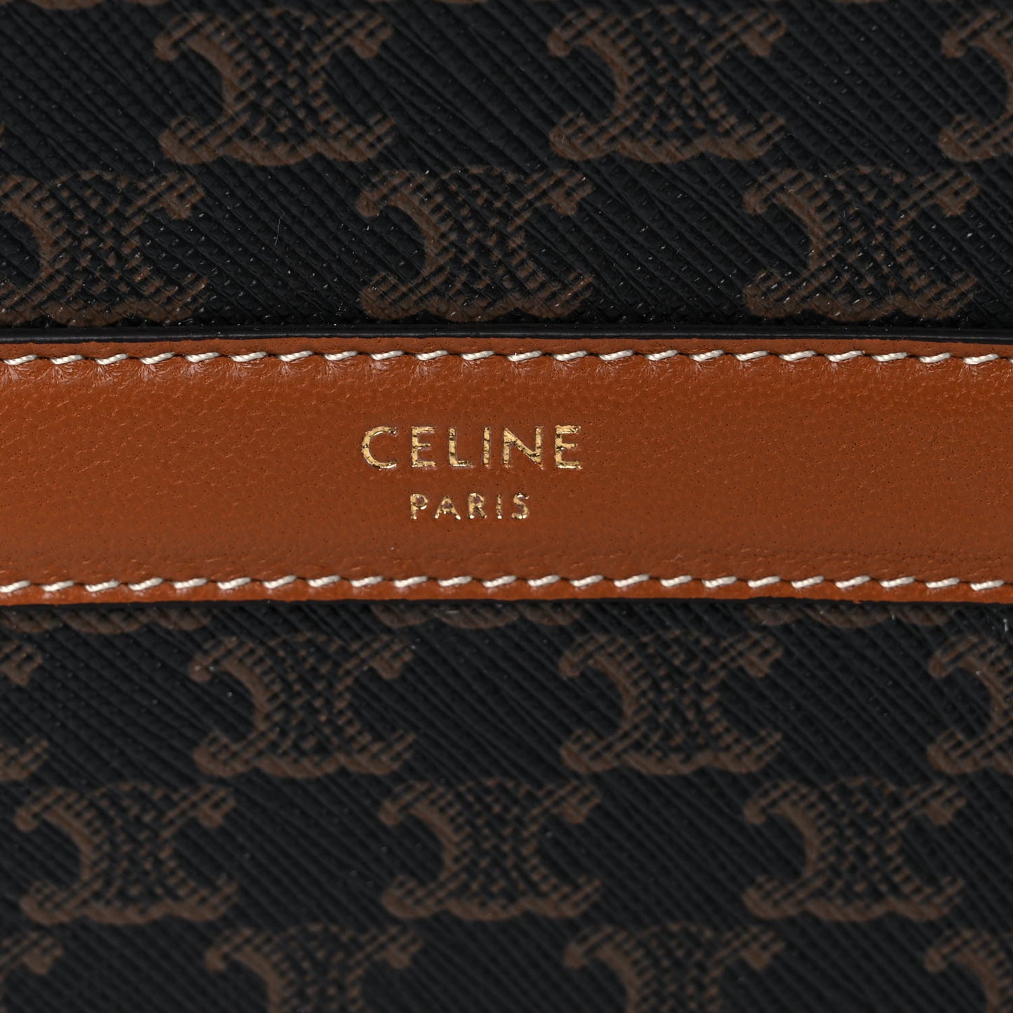 Lambskin Triomphe Canvas Round Purse On Strap Black Tan
