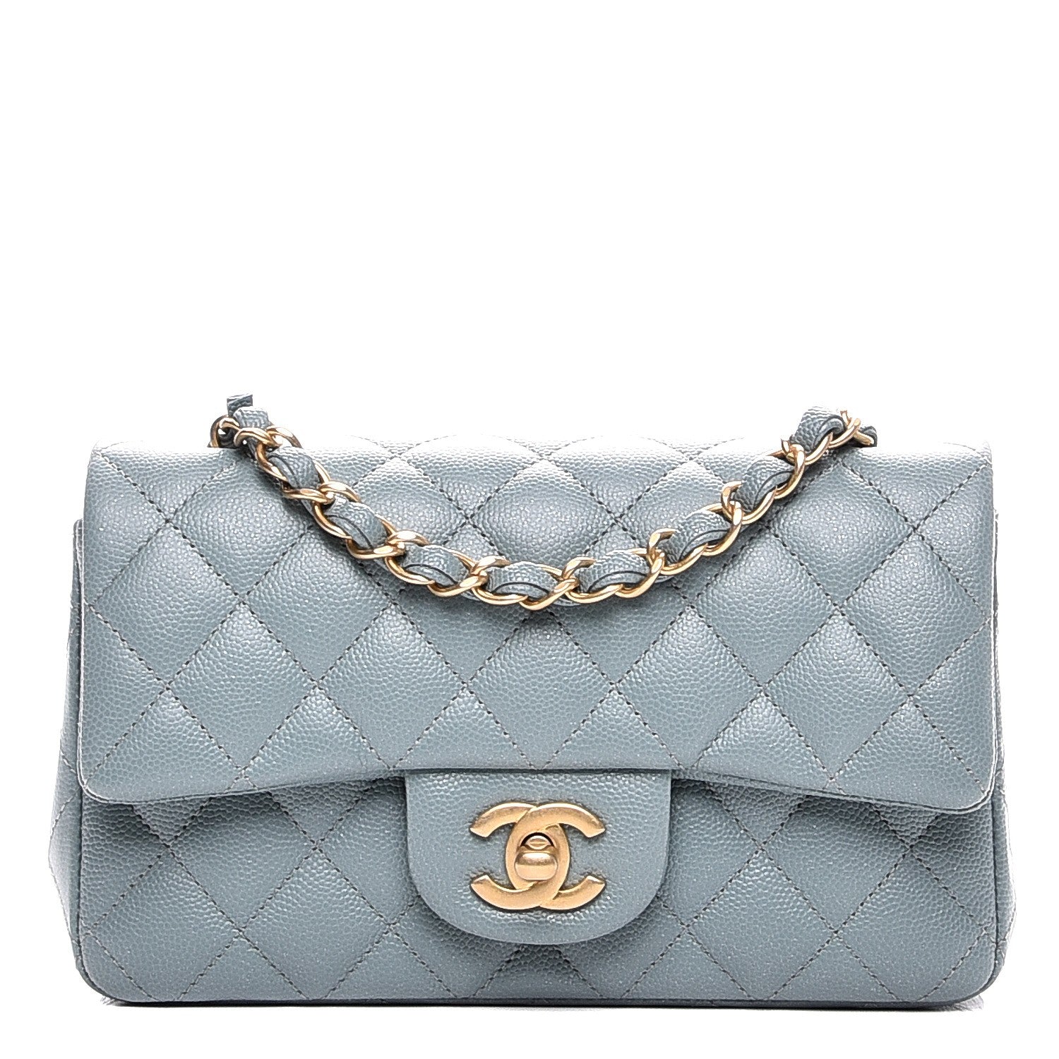 Chanel Iridescent Caviar Quilted Mini Rectangular Flap Light Blue 1 of 7