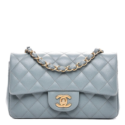 Chanel Iridescent Caviar Quilted Mini Rectangular Flap Light Blue 1 of 7