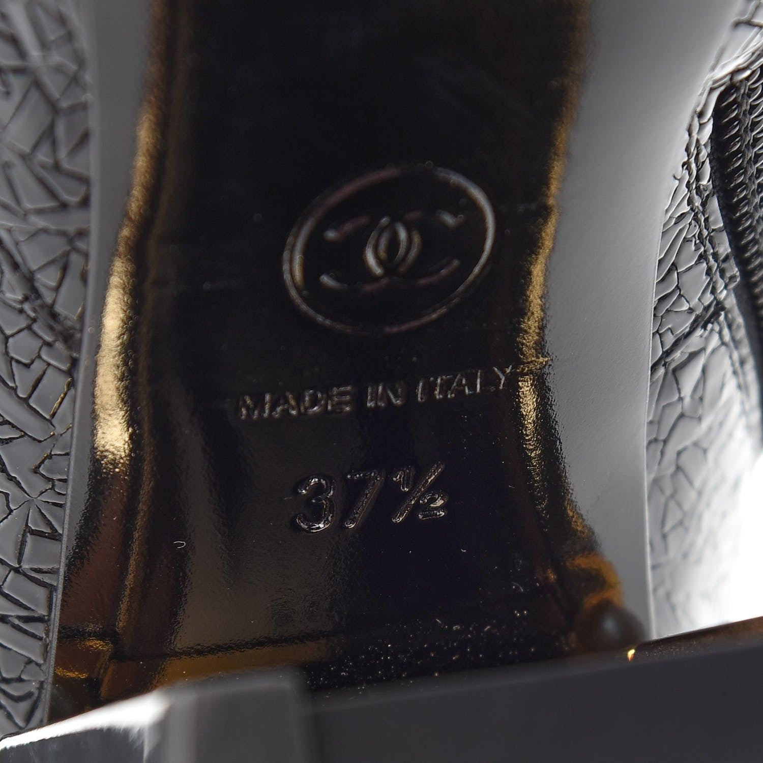 Chanel Patent Pearl Cap Toe Ankle Boots 37.5 Black 6 of 8