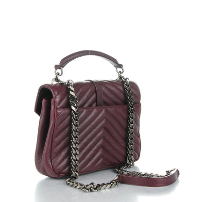 Saint Laurent Sheepskin Matelasse Chevron Monogram Medium College Bag Amaranto 3 of 7