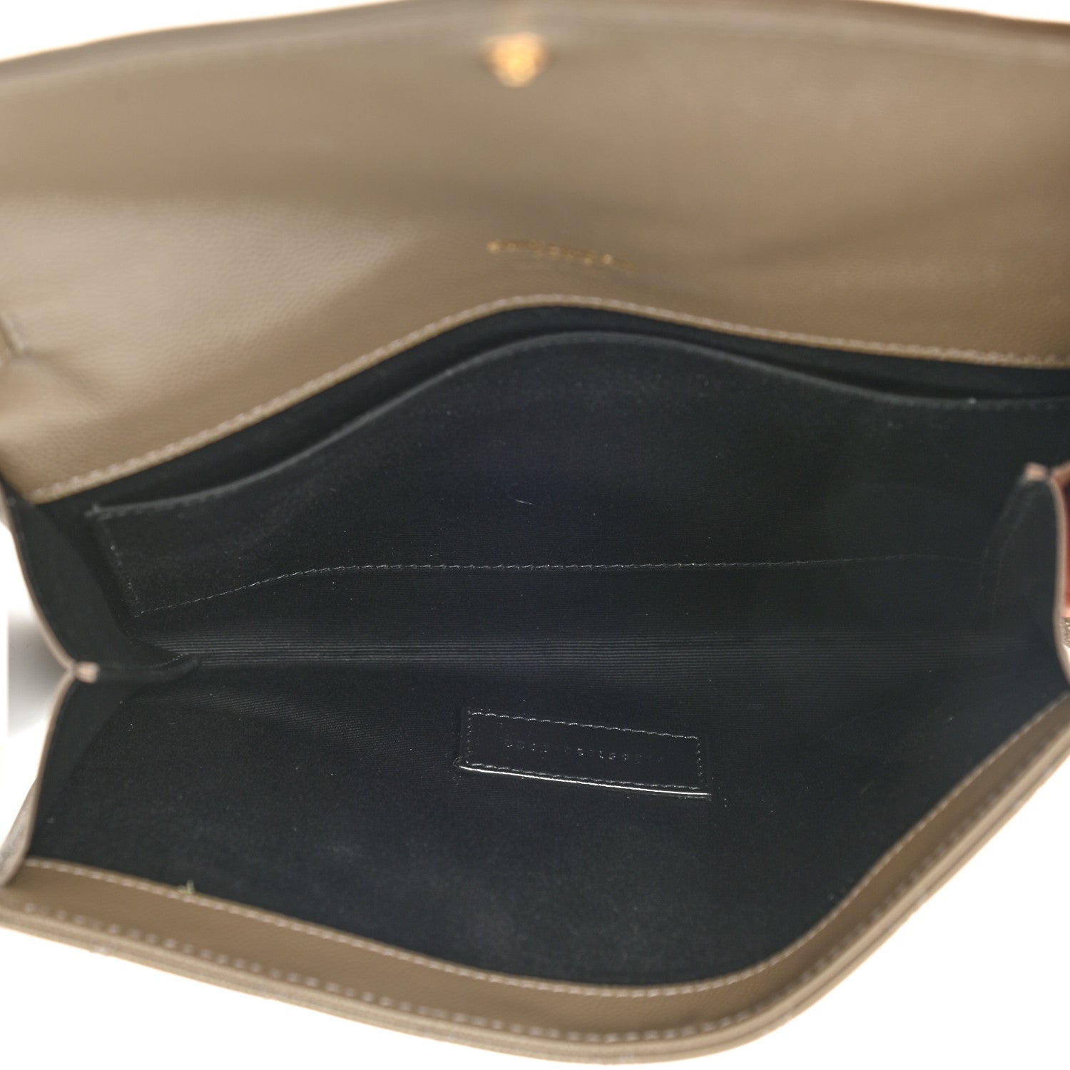 Saint Laurent Grain De Poudre Textured Mixed Matelasse Triquilt Monogram Clutch Greyish Brown 5 of 7