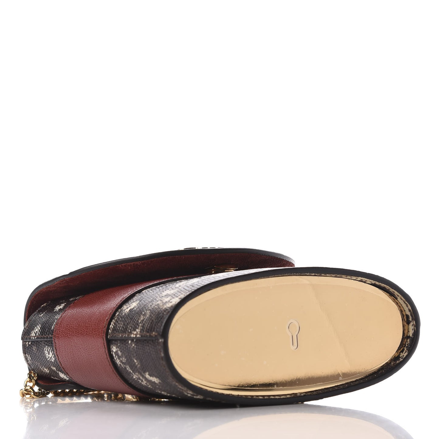 Calfskin Lizard Embossed Small Aby Lock Sepia Brown