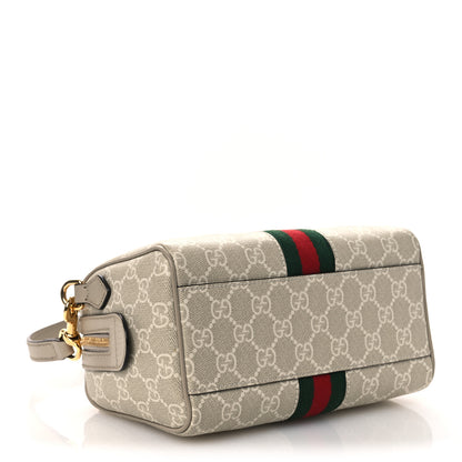 Gucci GG Supreme Monogram Textured Dollar Calfskin Web Ophidia Mini Top Handle Bag Beige Mystic White Oatmeal 4 of 11