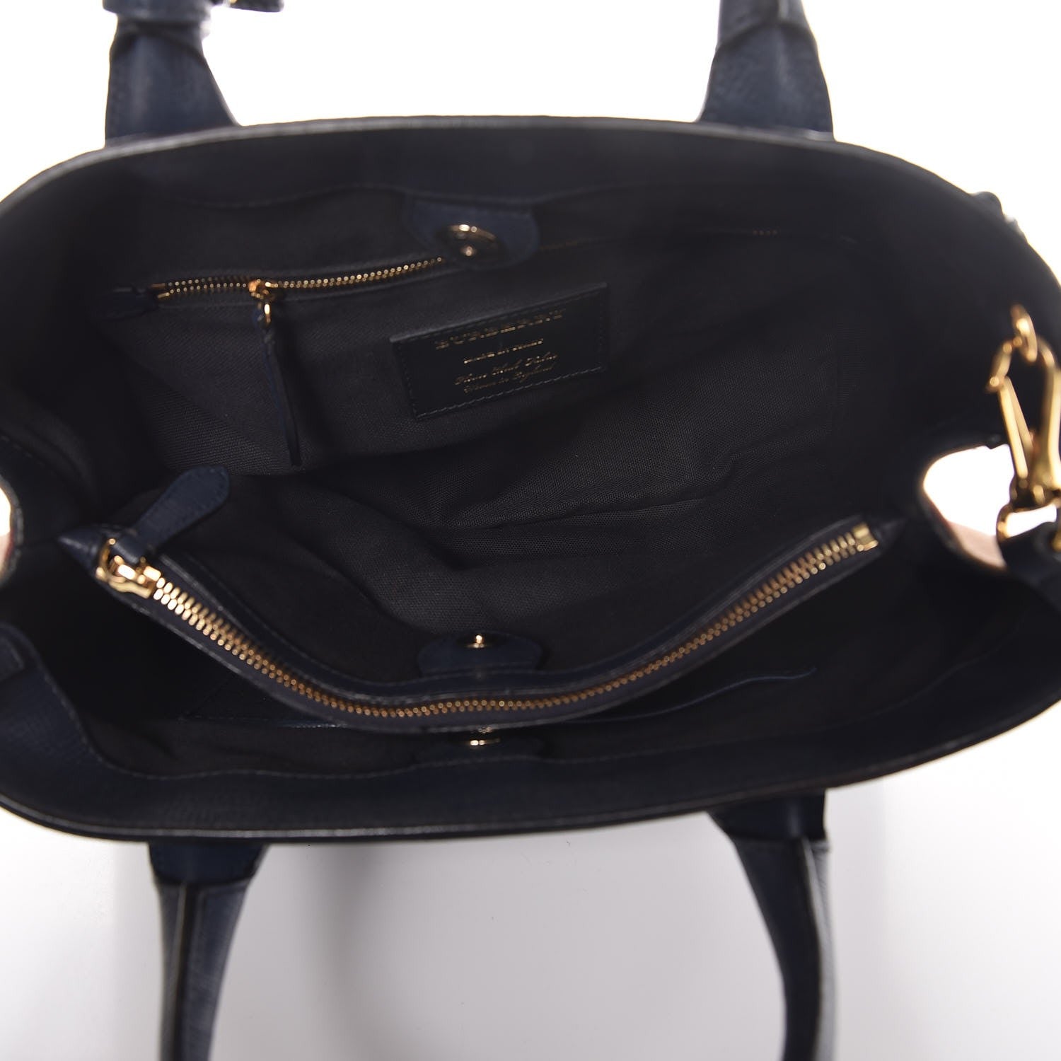 Burberry Calfskin House Check Medium Banner Tote Ink Blue 6 of 8