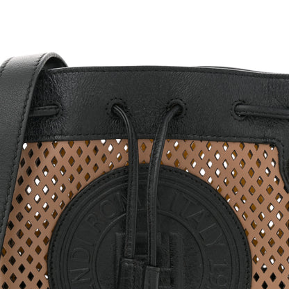 Fendi Vitello Liberty Glossy Lambskin F is Fendi Perforated Mini Mon Tresor Bucket Bag Sand Mimosa Black 8 of 10
