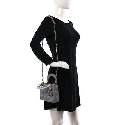 Christian Dior Metallic Lambskin Cannage Mini Lady Dior Grey 2 of 17