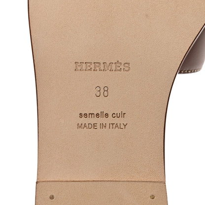 Hermes Box Calfskin Oran Sandals 38 Gold 8 of 9