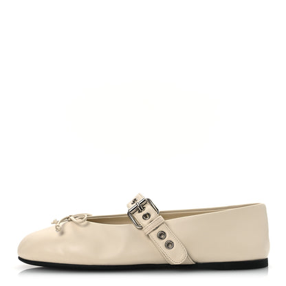 Miu Miu Calfskin Mary Jane Ballerina Flats 36.5 Ivory 1 of 10