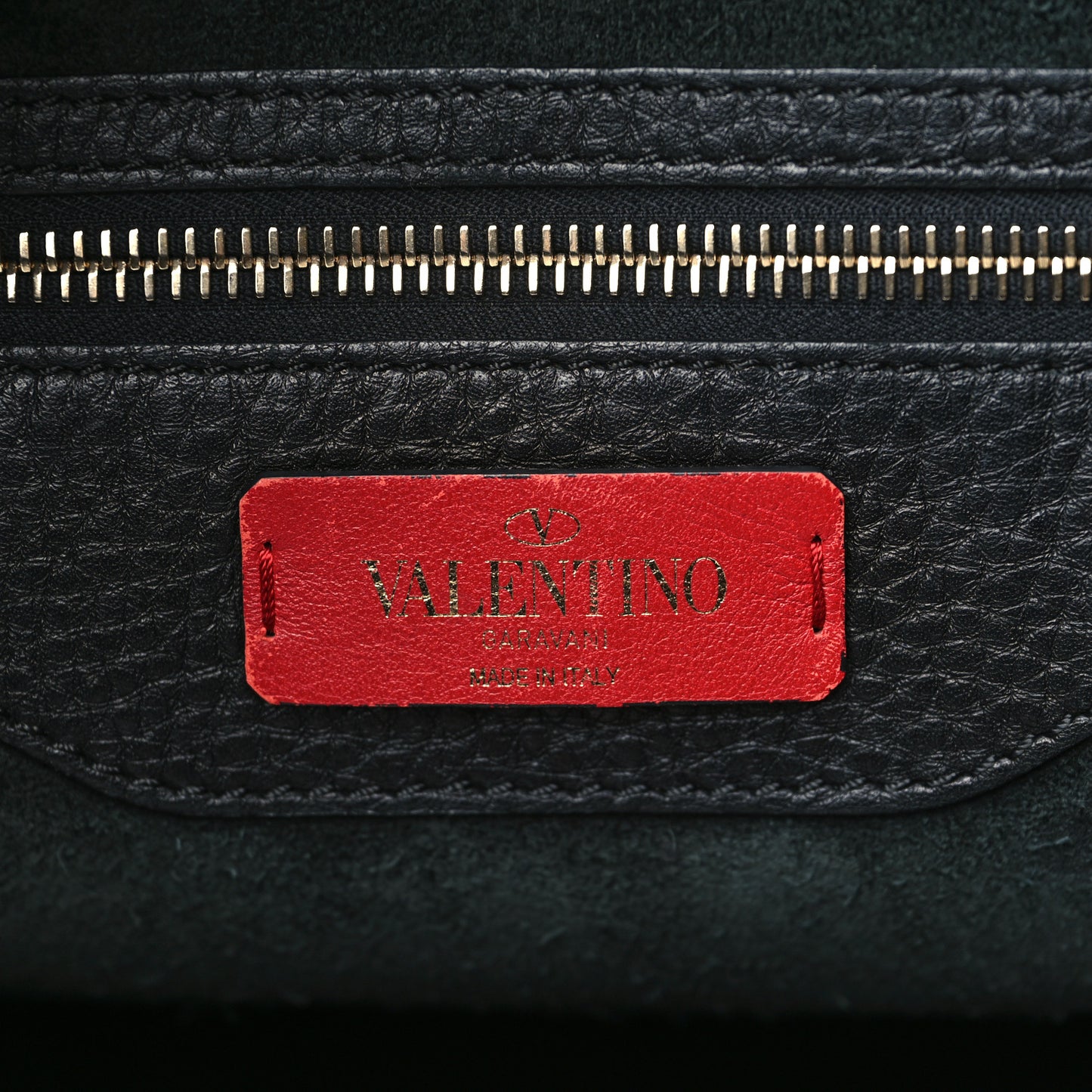 Grained Calfskin Rockstud Shoulder Tote Black