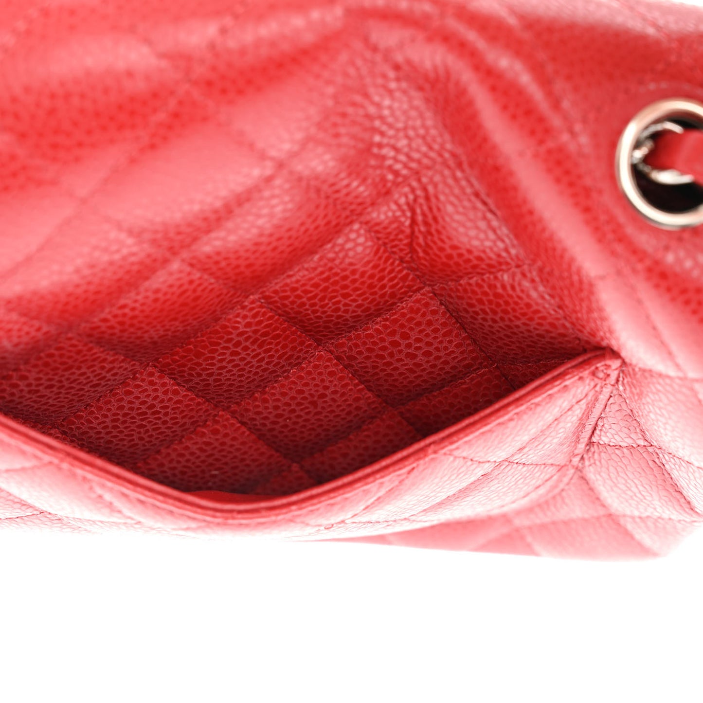 Caviar Quilted Mini Rectangular Flap Red