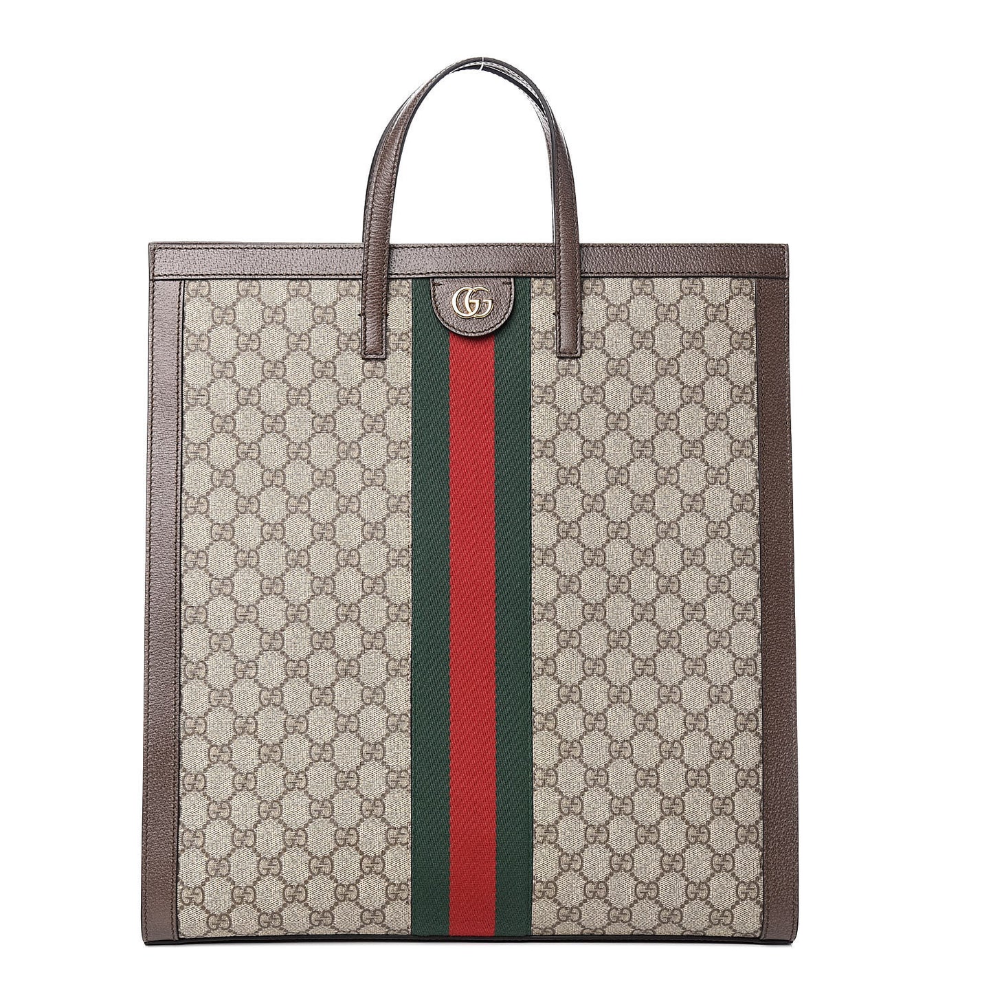 GG Supreme Monogram Web Ophidia Vertical Tote Brown