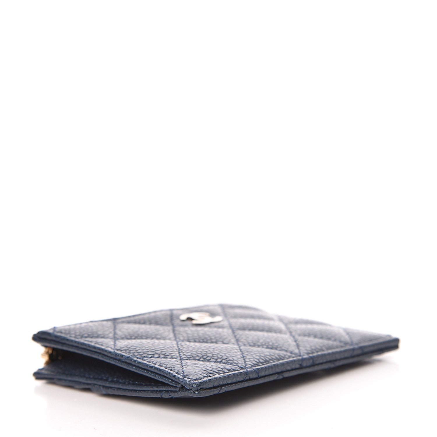 Chanel Metallic Caviar Quilted CC Zip Card Holder Dark Blue 4 of 8