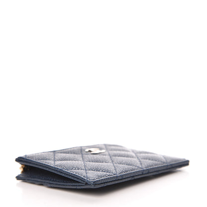 Chanel Metallic Caviar Quilted CC Zip Card Holder Dark Blue 4 of 8