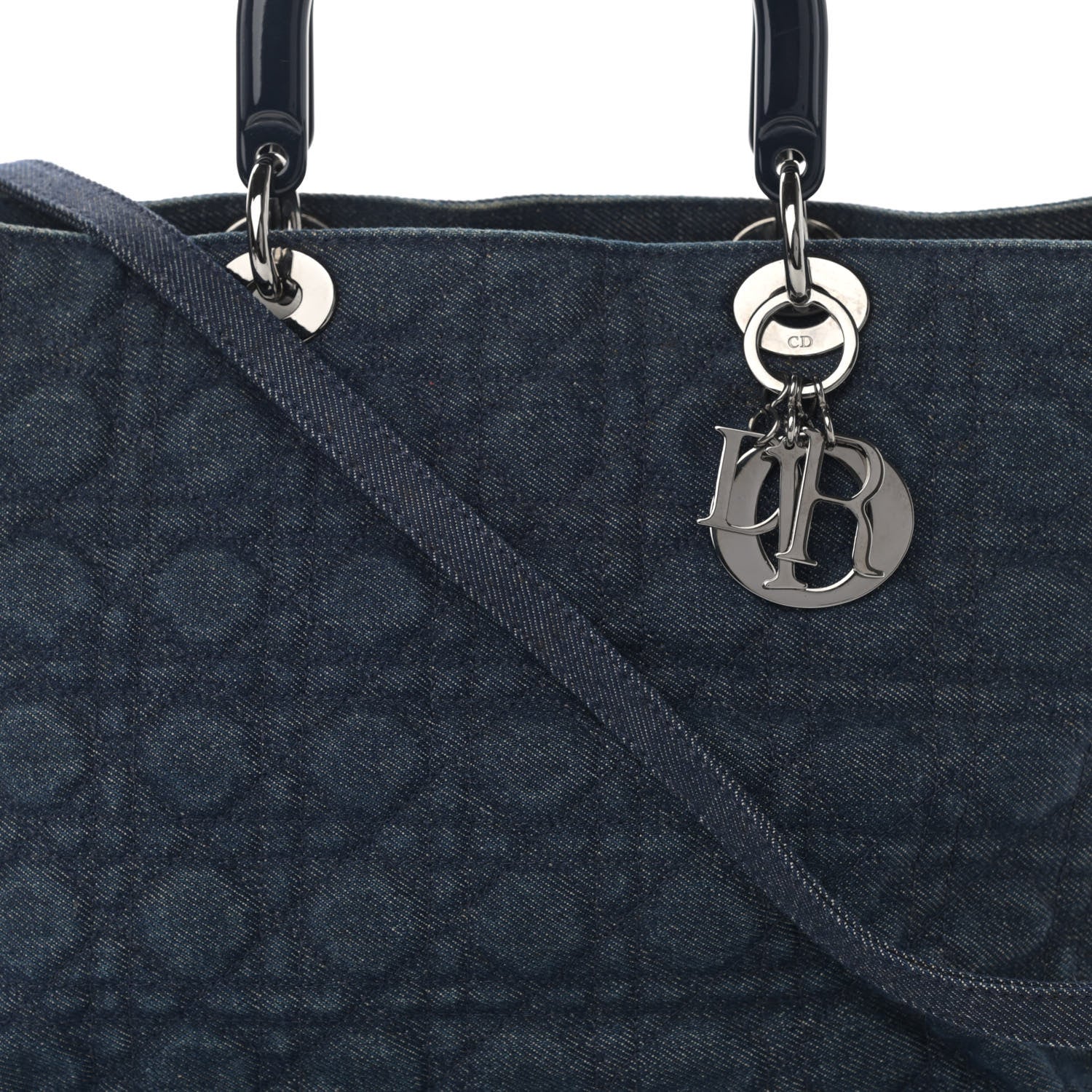 Christian Dior Denim Cannage Large Soft Lady Dior Tote Blue 8 of 12