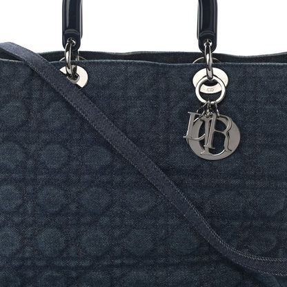Christian Dior Denim Cannage Large Soft Lady Dior Tote Blue 8 of 12
