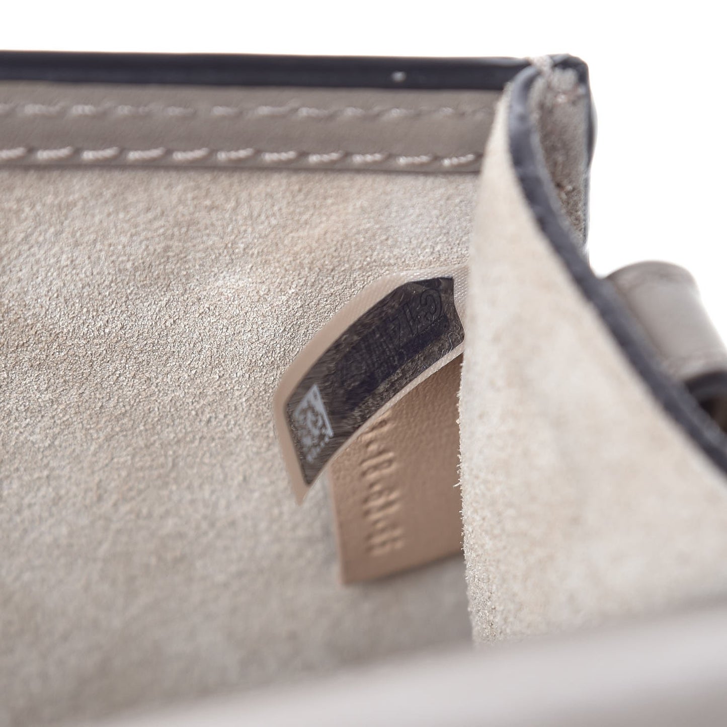 Calfskin Suede Medium Nile Bracelet Bag Motty Grey