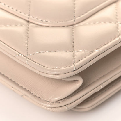Chanel Lambskin Quilted Chain Around Wallet On Chain WOC Beige 12 of 13