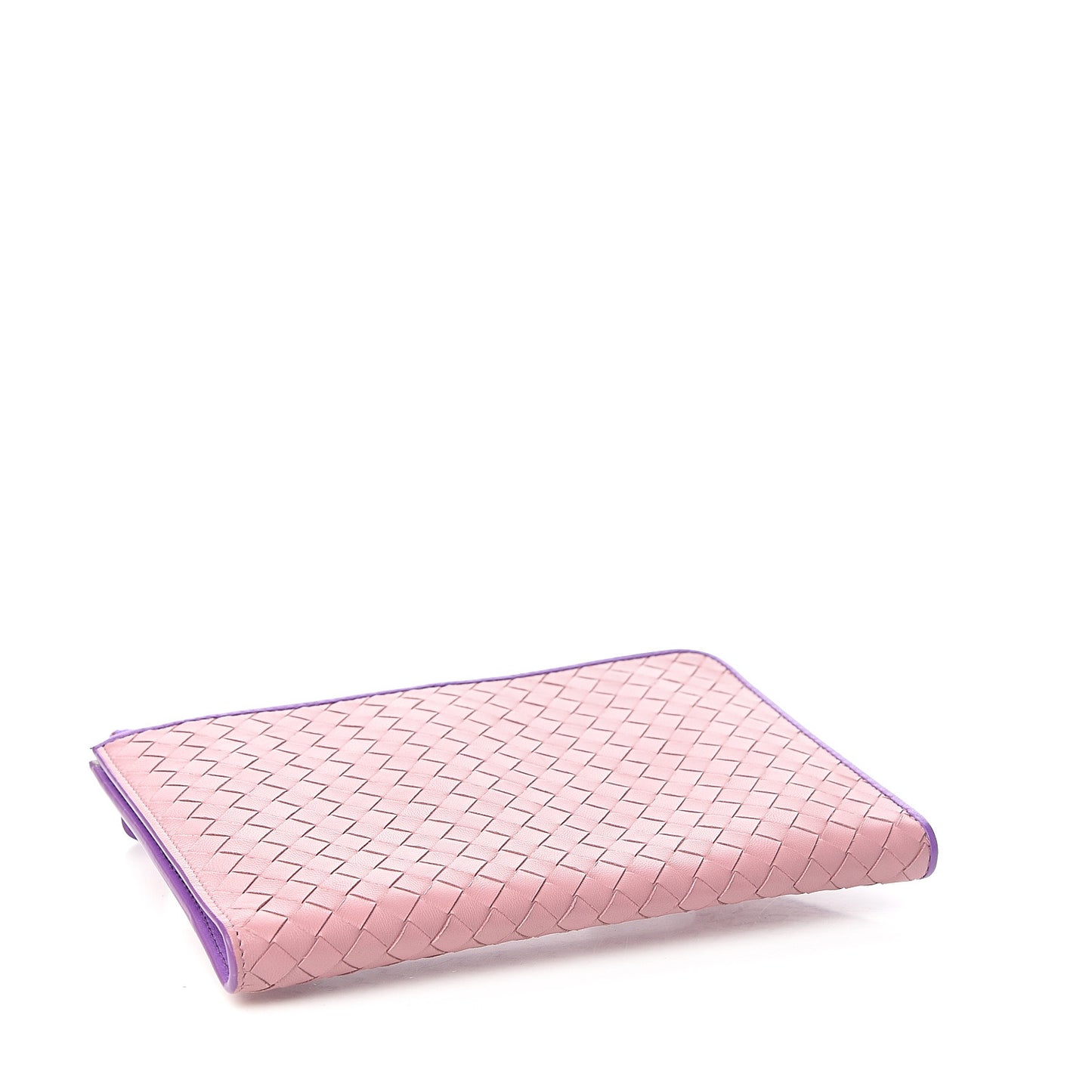 Nappa Intrecciato Flat Zip Pouch Deco Rose Corot