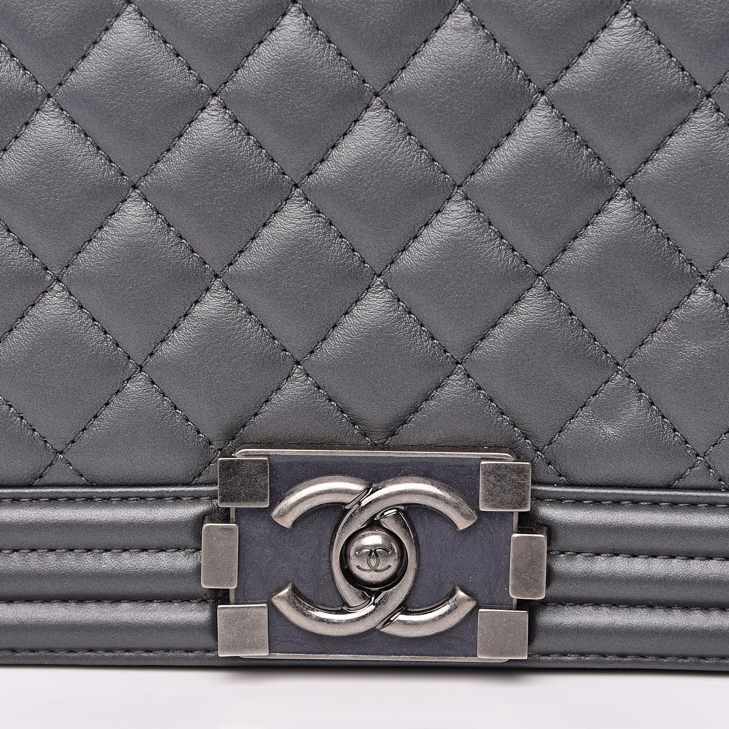 Chanel Metallic Calfskin Quilted Medium Boy Flap Dark Silver 14 of 14