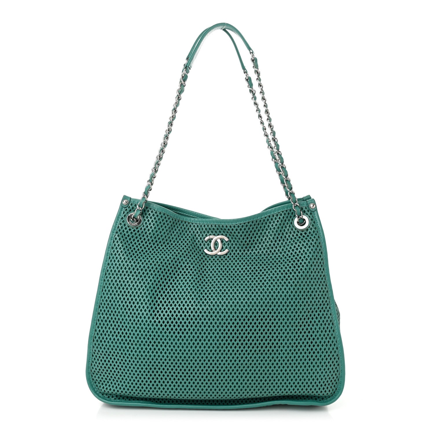 Chanel Calfskin Perforated Up In The Air North South Tote Green 1 of 11