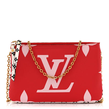 Louis Vuitton Monogram Giant Double Zip Pochette Rouge 1 of 11