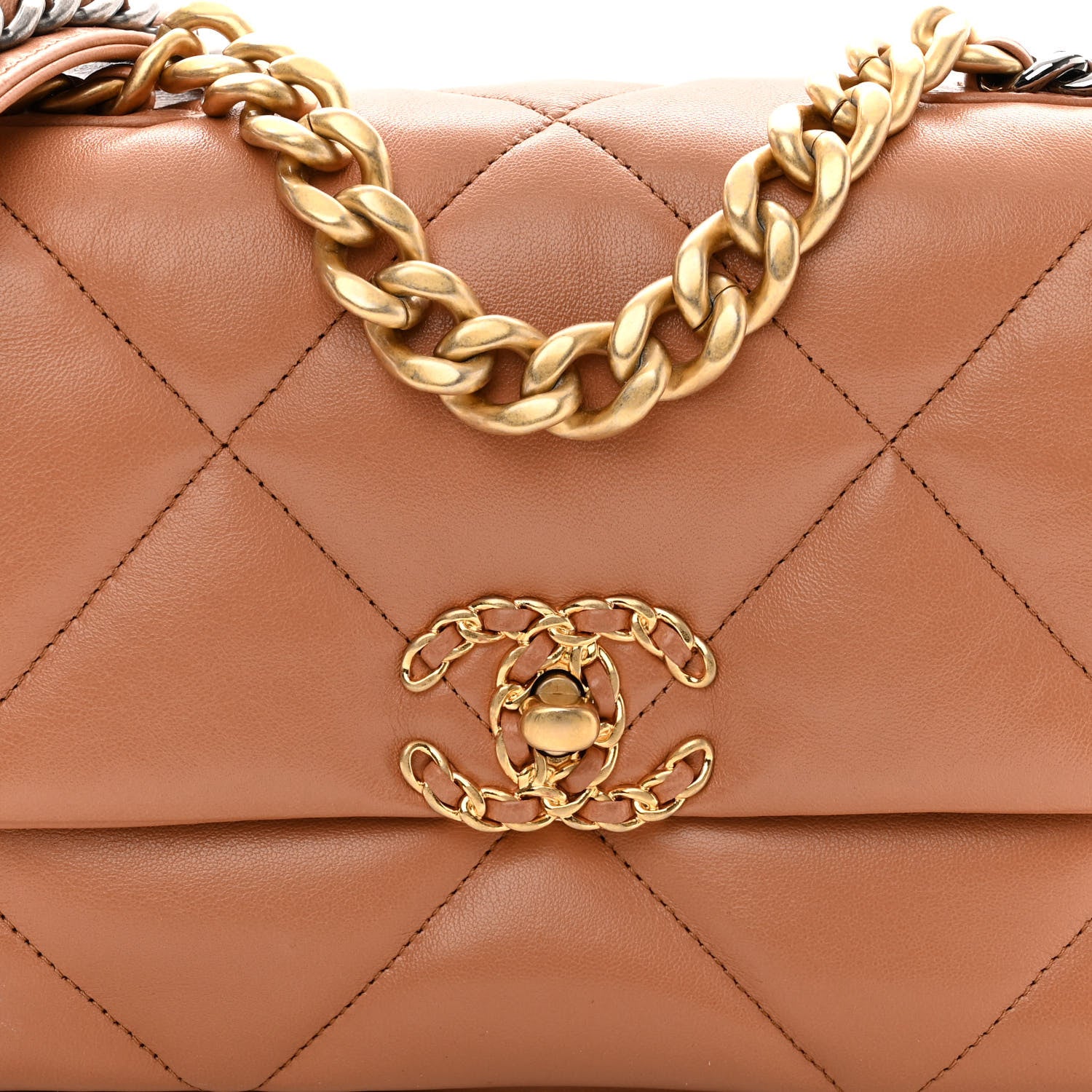 Chanel Lambskin Quilted Medium Chanel 19 Flap Light Brown 8 of 10