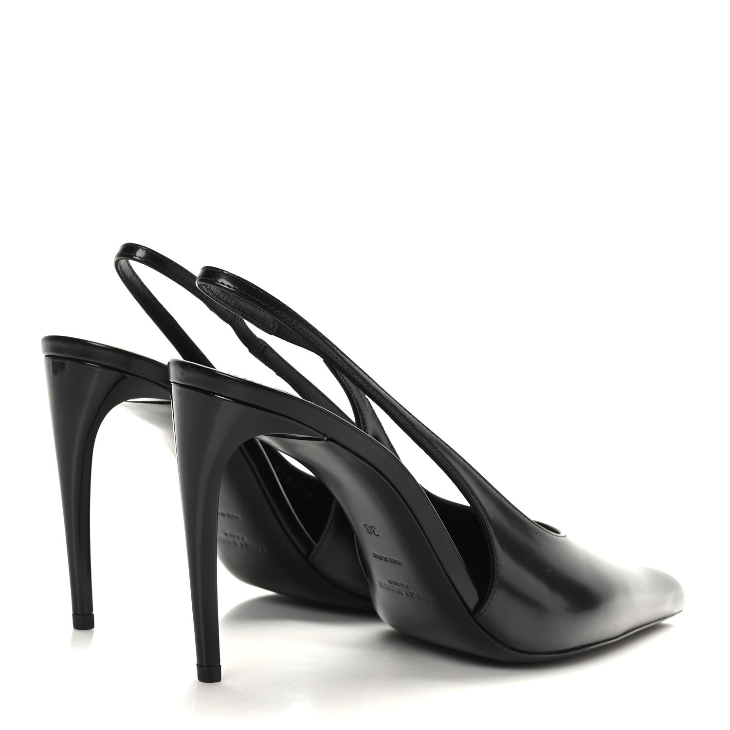 Saint Laurent Patent Calfskin Slingback Kendall 90 Pumps 38 Black 4 of 8