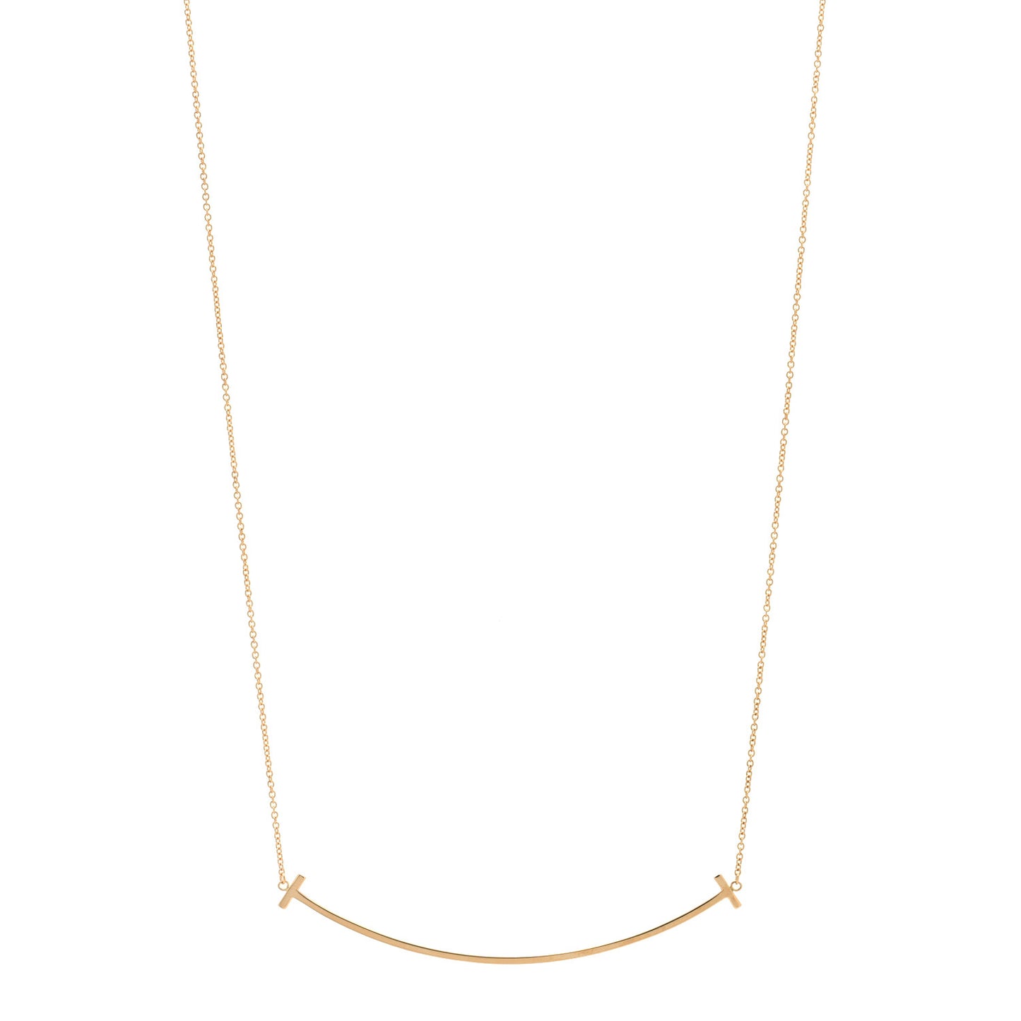 18K Rose Gold Large T Smile Pendant Necklace