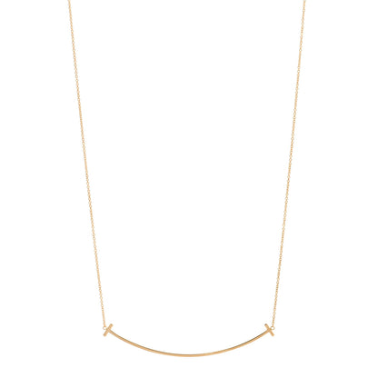 Tiffany 18K Rose Gold Large T Smile Pendant Necklace 1 of 6