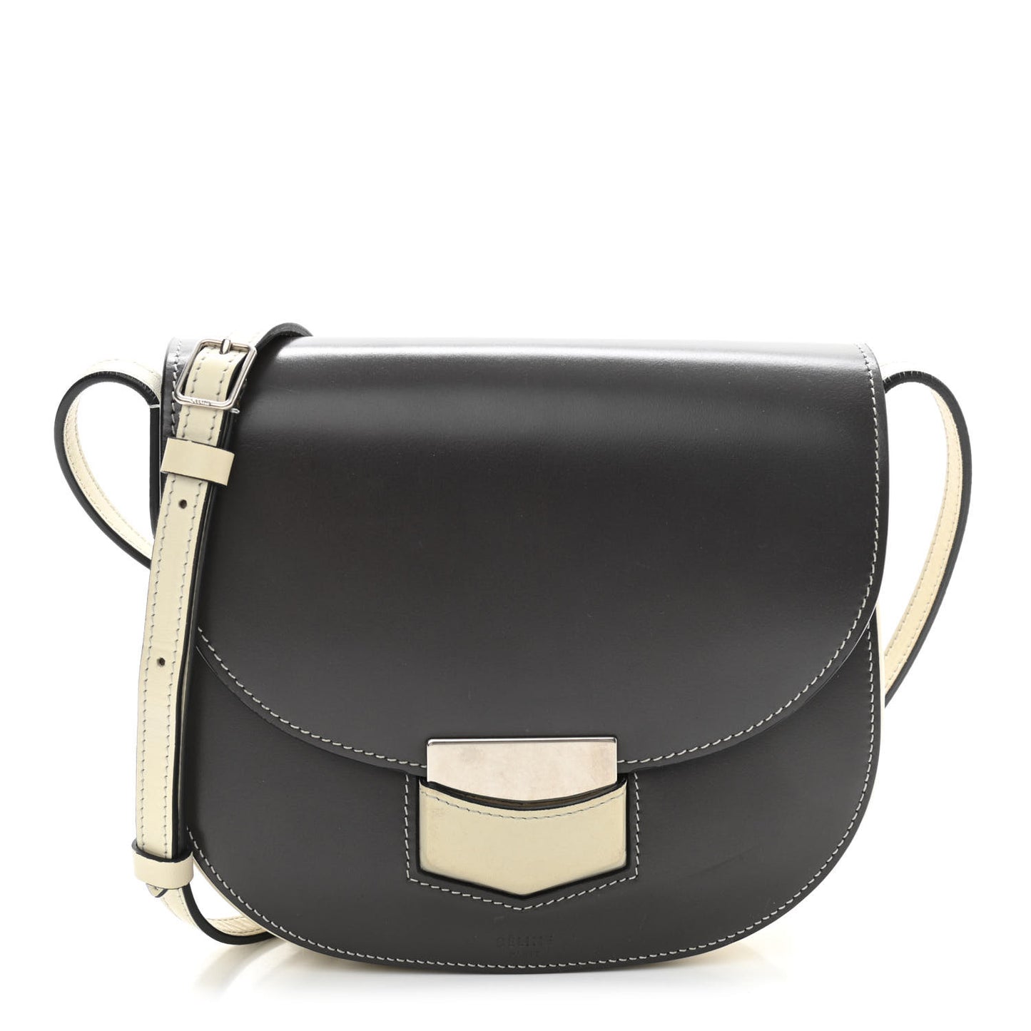 Glazed Calfskin Small Bi-Color Trotteur Dark Grey
