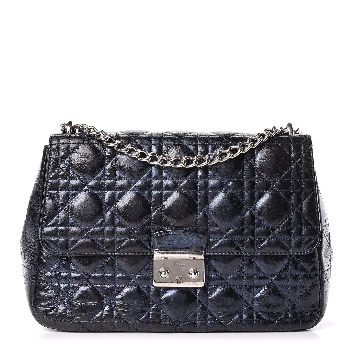 Metallic Calfskin Large Miss Dior Flap Marine