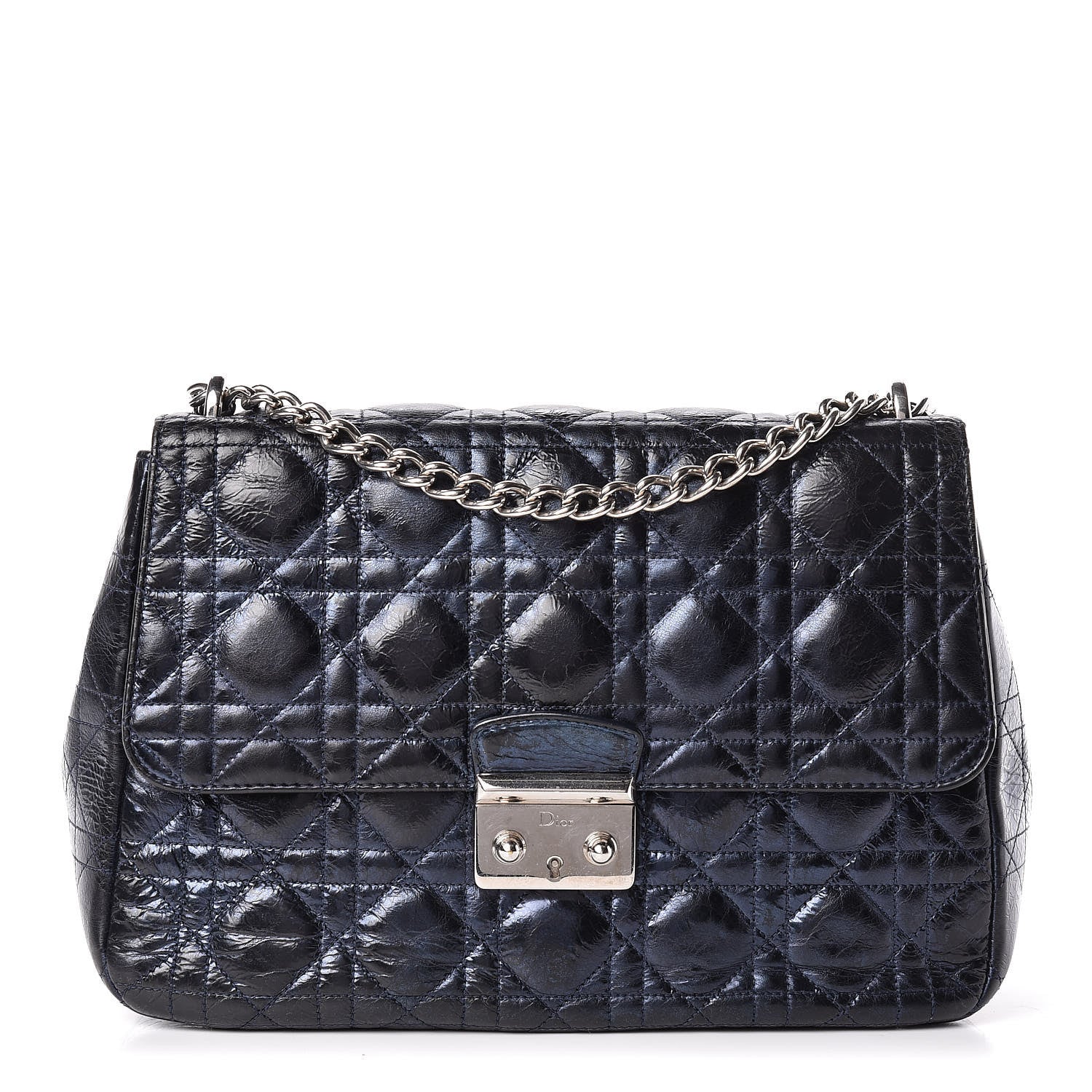 Christian Dior Metallic Calfskin Large Miss Dior Flap Marine 1 of 12