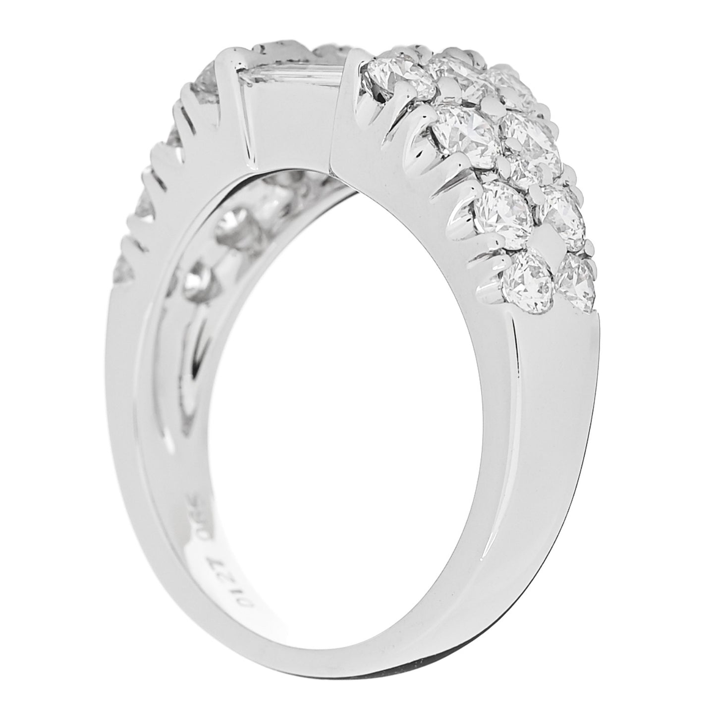 18K White Gold Diamond 1.92ctw Baguette Round Cut Ring 50 5.25