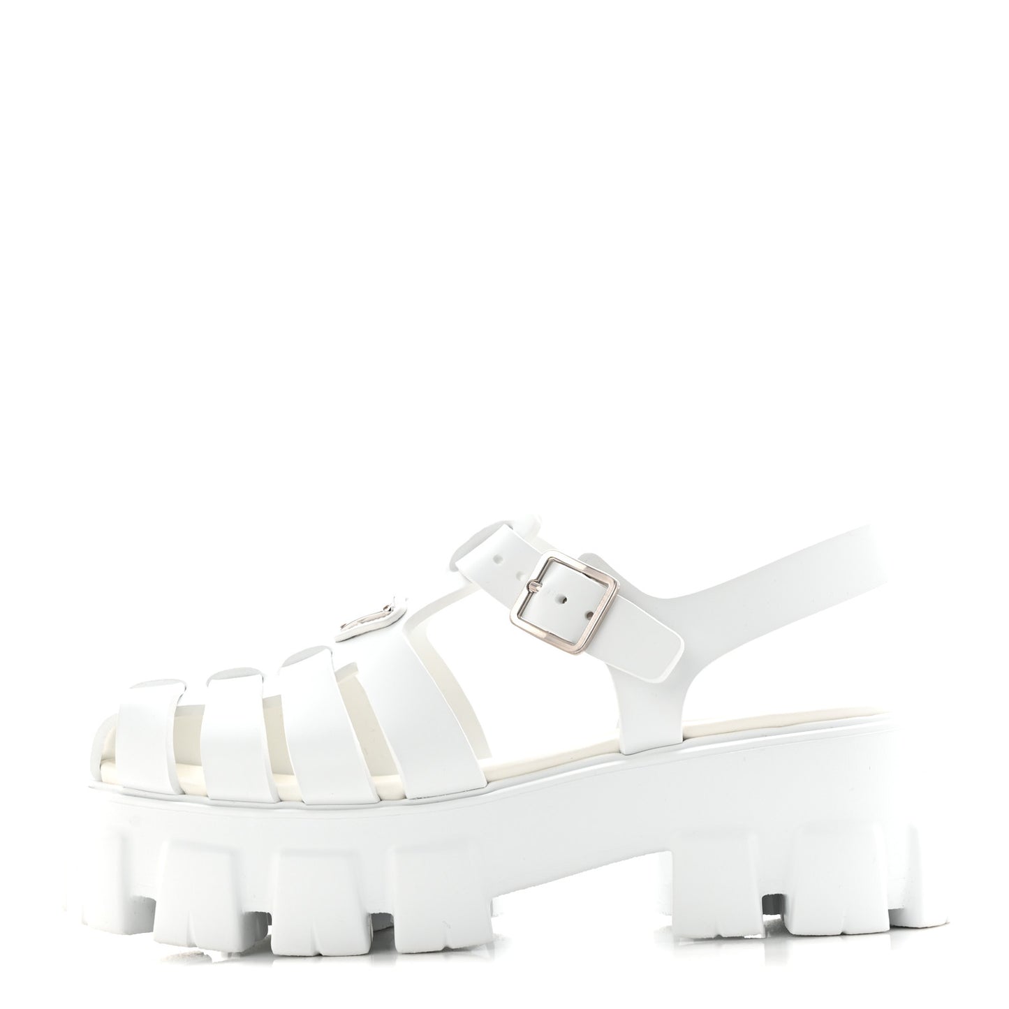 Foam Rubber Metal Triangle Logo Monolith 55mm Cage Sandals 38 White