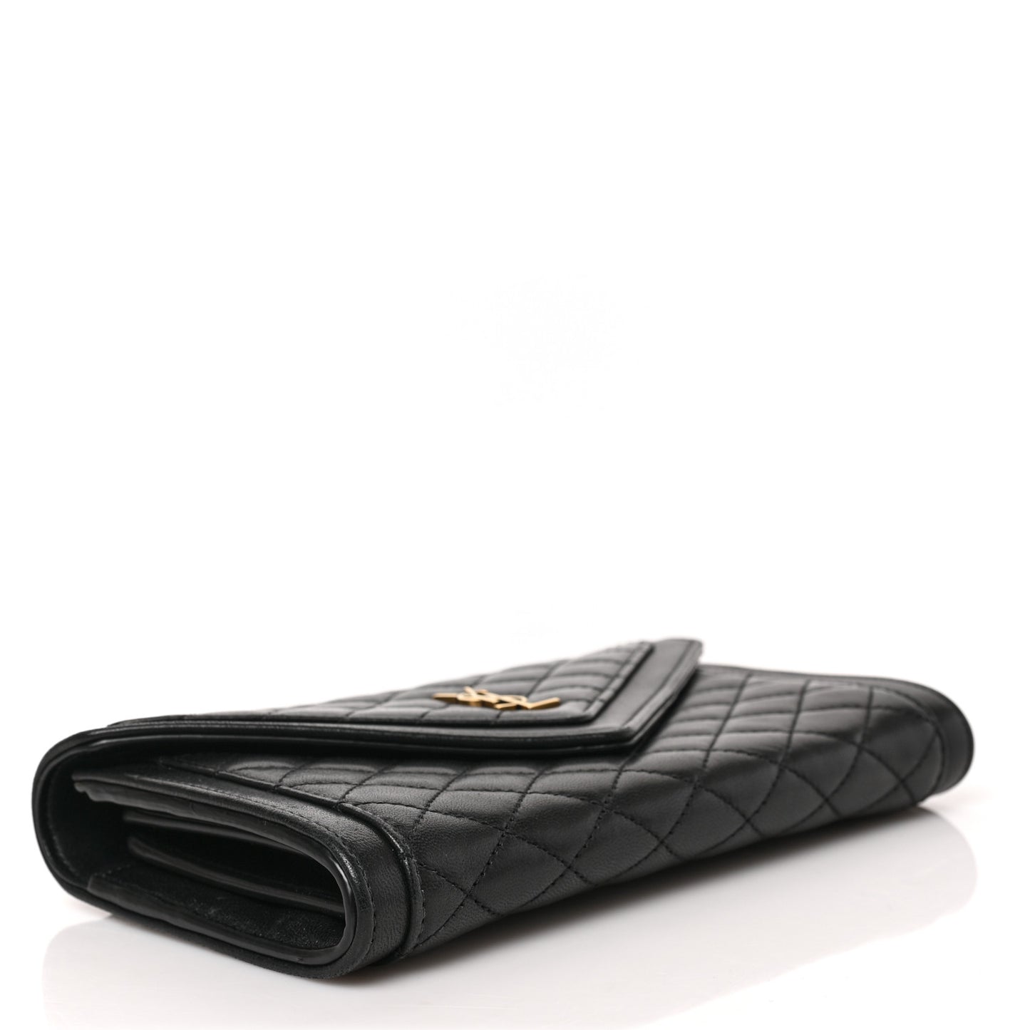 Lambskin Quilted Monogram Large Gabbie Flap Wallet Black
