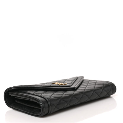 Saint Laurent Lambskin Quilted Monogram Large Gabbie Flap Wallet Black 5 of 14
