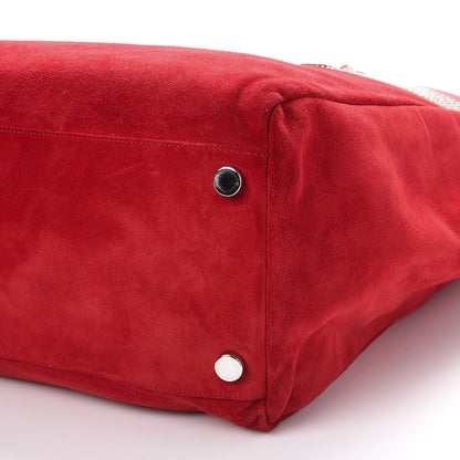 Saint Laurent Calfskin Suede Stud Reversible Shopper Tote Red 19 of 19