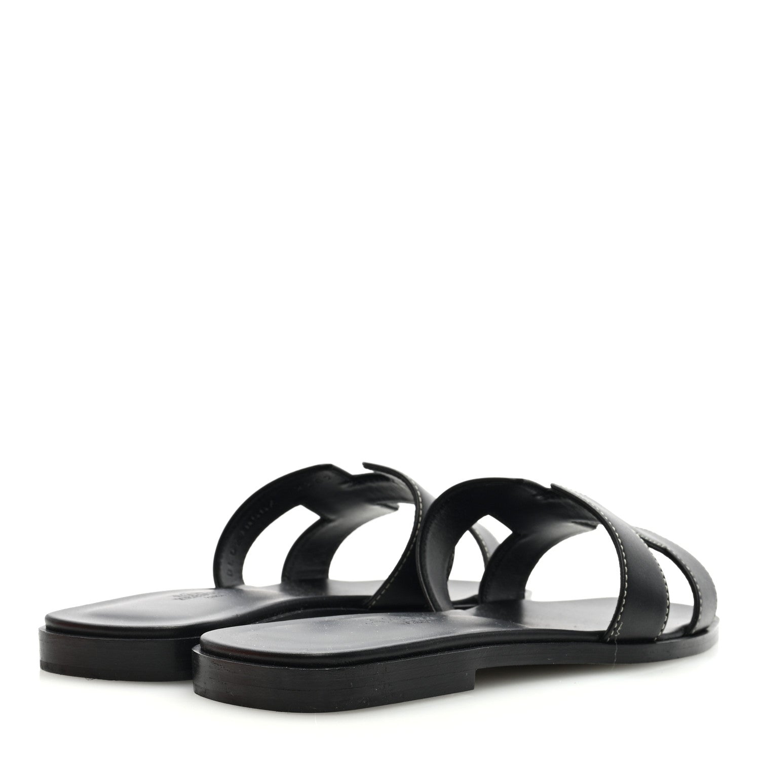 Hermes Box Calfskin Oran Sandals 37 Black 4 of 9