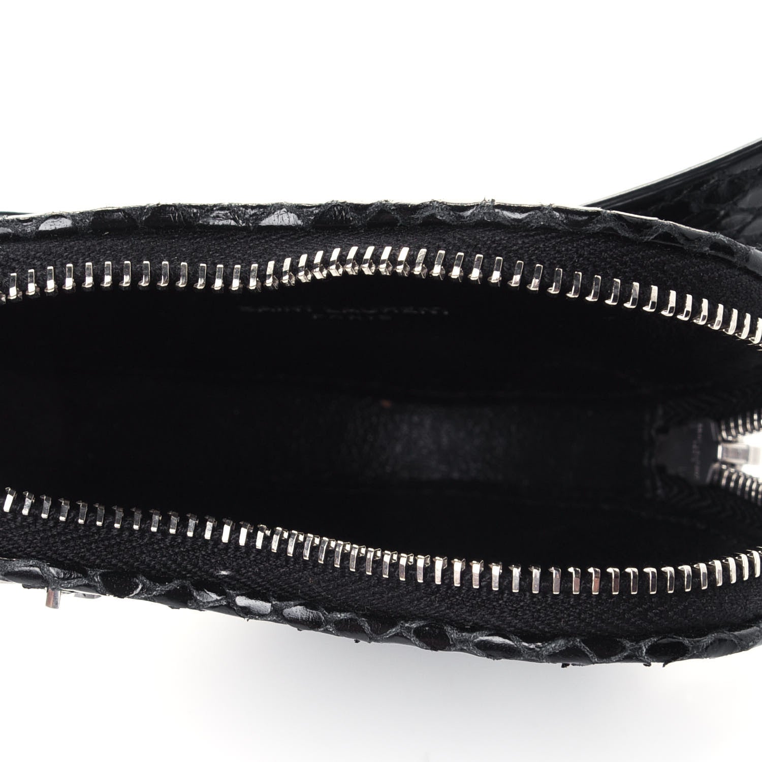 Saint Laurent Calfskin Snakeskin Embossed Love Heart Belt Bag 90 36 Black 4 of 5