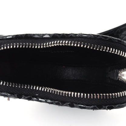 Saint Laurent Calfskin Snakeskin Embossed Love Heart Belt Bag 90 36 Black 4 of 5